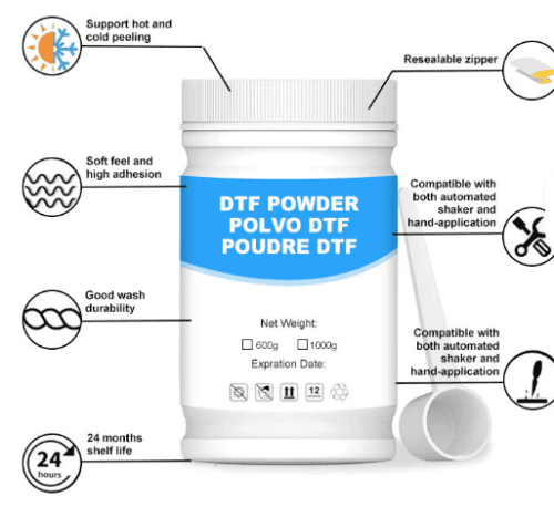DTF Hot Melt White Black Soft High Stretchable DTF Powder 1KG Bottle TPU Adhes...