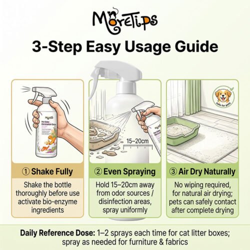 MORETIPS Pet Odor Elimination Spray 500ml - C-Home Care - Professional Pet Grooming Manufacturer – Pet Shampoo, Conditio...