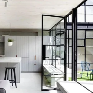 Interior Black Grid Aluminium Sliding Folding Partition Door - Aluminium Extrusion Windows & Doors - laluxalu.com