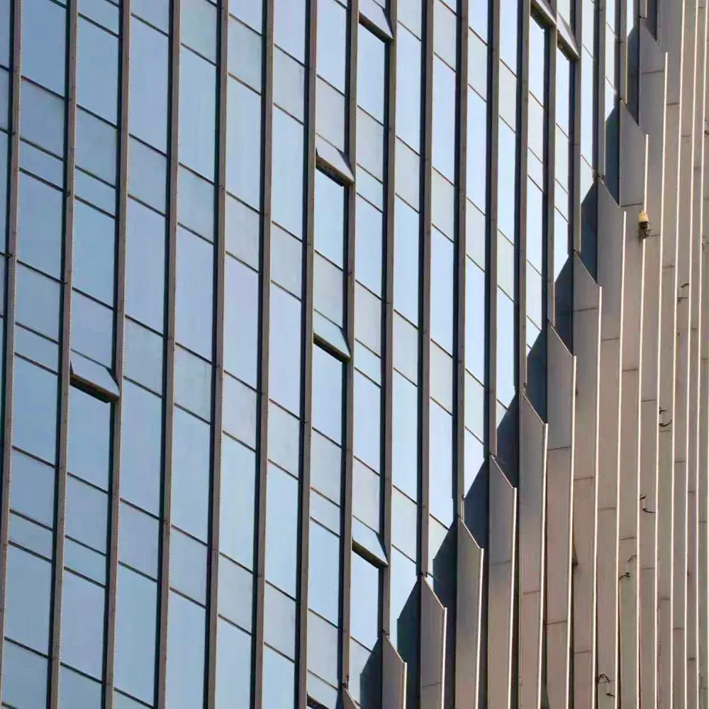 Vertical Grid Aluminium Semi-Hidden Curtain Wall Extrusion Section - Aluminium Extrusion Curtain Wall & Facade - lalux...