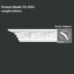 FS-1003 PU carved cornice moulding for ceiling corner and interior decoration