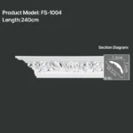 FS-1004 PU carved cornice moulding for ceiling corner and interior decoration