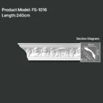 FS-1016 PU carved cornice moulding for ceiling corner and interior decoration