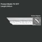 FS-1017 PU carved cornice moulding for ceiling corner and interior decoration