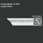 FS-1019 PU carved cornice moulding for ceiling corner and interior decoration
