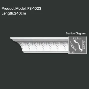 FS-1023 PU carved cornice moulding for ceiling corner and interior decoration