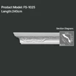 FS-1025 PU carved cornice moulding for ceiling corner and interior decoration