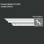 FS-1032 PU carved cornice moulding for ceiling corner and interior decoration