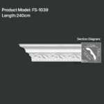 FS-1039 PU carved cornice moulding for ceiling corner and interior decoration