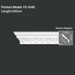 FS-1040 PU carved cornice moulding for ceiling corner and interior decoration