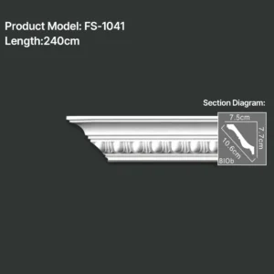 FS-1041 PU carved cornice moulding for ceiling corner and interior decoration