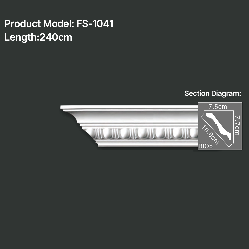 FS-1041 PU carved cornice moulding for ceiling corner and interior decoration