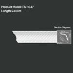 FS-1047 PU carved cornice moulding for ceiling corner and interior decoration