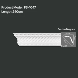 FS-1047 PU carved cornice moulding for ceiling corner and interior decoration