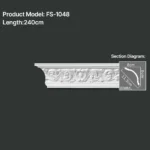 FS-1048 PU carved cornice moulding for ceiling corner and interior decoration