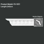 FS-1051 PU carved cornice moulding for ceiling corner and interior decoration