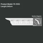 FS-1052 PU carved cornice moulding for ceiling corner and interior decoration