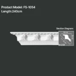 FS-1054 PU carved cornice moulding for ceiling corner and interior decoration