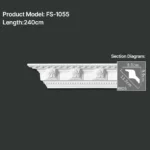 FS-1055 PU carved cornice moulding for ceiling corner and interior decoration