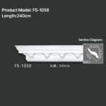 FS-1058 PU carved cornice moulding for ceiling corner and interior decoration