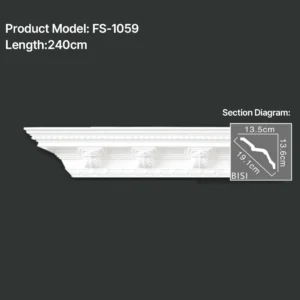 FS-1059 PU carved cornice moulding for ceiling corner and interior decoration