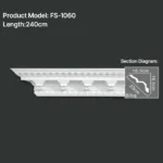 FS-1060 PU carved cornice moulding for ceiling corner and interior decoration