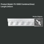 FS-1066 PU carved cornice moulding for ceiling corner and interior decoration