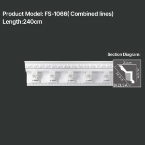 FS-1066 PU carved cornice moulding for ceiling corner and interior decoration