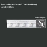 FS-1067 PU carved cornice moulding for ceiling corner and interior decoration