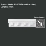 FS-1068 PU carved cornice moulding for ceiling corner and interior decoration