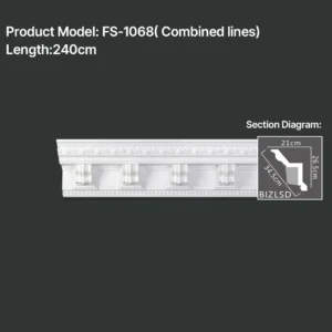 FS-1068 PU carved cornice moulding for ceiling corner and interior decoration