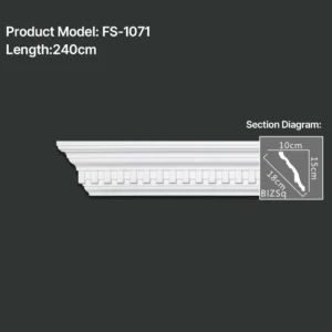 FS-1071 PU carved cornice moulding for ceiling corner and interior decoration