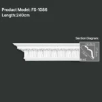 FS-1086 PU carved cornice moulding for ceiling corner and interior decoration