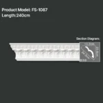 FS-1087 PU carved cornice moulding for ceiling corner and interior decoration