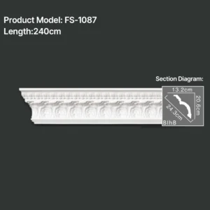 FS-1087 PU carved cornice moulding for ceiling corner and interior decoration