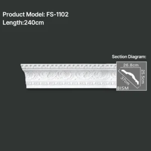 FS-1102 PU carved cornice moulding for ceiling corner and interior decoration