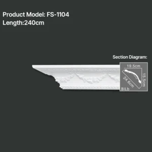 FS-1104 PU carved cornice moulding for ceiling corner and interior decoration