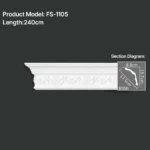 FS-1105 PU carved cornice moulding for ceiling corner and interior decoration