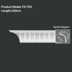 FS-1112 PU carved cornice moulding for ceiling corner and interior decoration