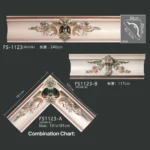 FS-1123Combined Moulding PU carved cornice moulding for ceiling corner and interior decoration