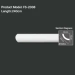 FS-2008 PU plain cornice moulding for ceiling corner and wall decoration