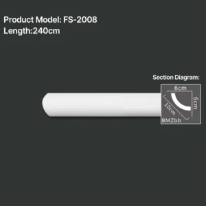 FS-2008 PU plain cornice moulding for ceiling corner and wall decoration