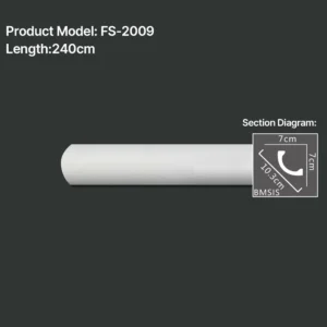FS-2009 PU plain cornice moulding for ceiling corner and wall decoration