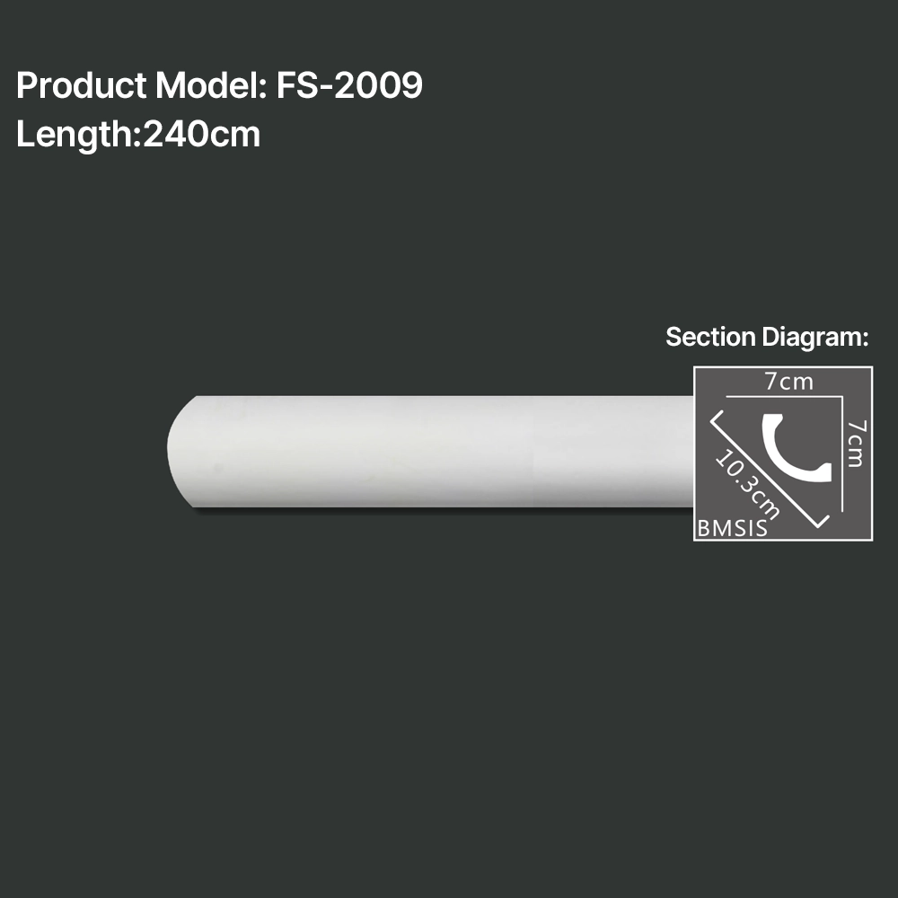 FS-2009 PU plain cornice moulding for ceiling corner and wall decoration