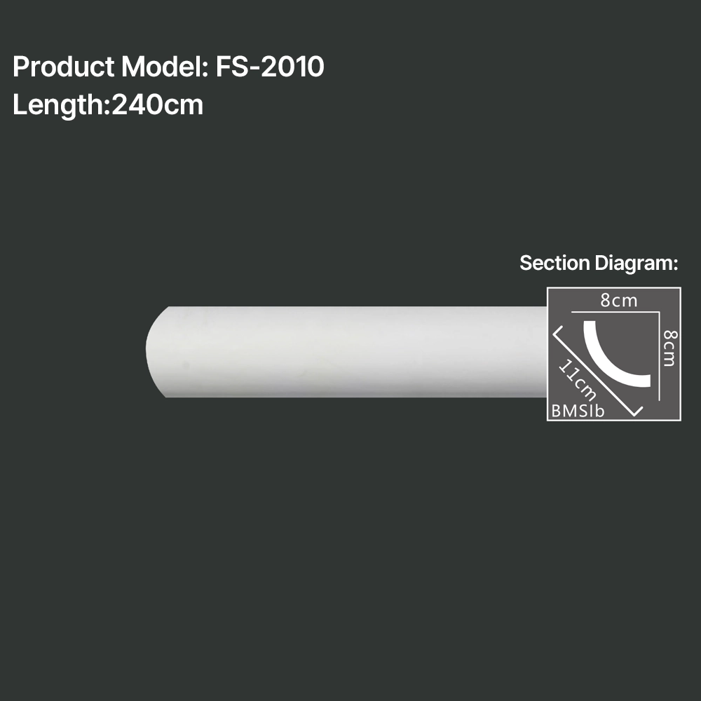 FS-2010 PU plain cornice moulding for ceiling corner and wall decoration