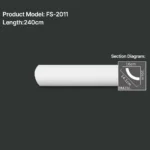 FS-2011 PU plain cornice moulding for ceiling corner and wall decoration