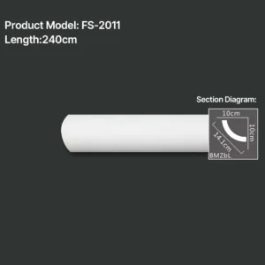 FS-2011 PU plain cornice moulding for ceiling corner and wall decoration