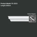 FS-2023 PU plain cornice moulding for ceiling corner and wall decoration