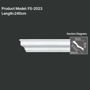 FS-2023 PU plain cornice moulding for ceiling corner and wall decoration