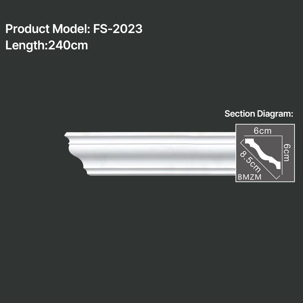 FS-2023 PU plain cornice moulding for ceiling corner and wall decoration